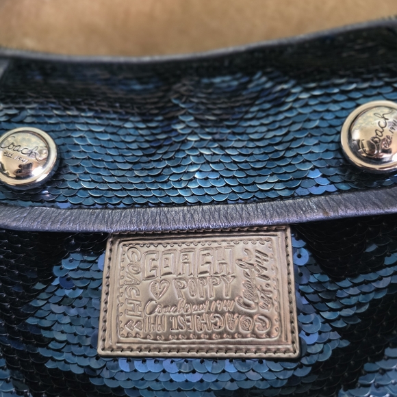 Coach Poppy Blue Sequin Crossbody Bag - Picture 3 of 9